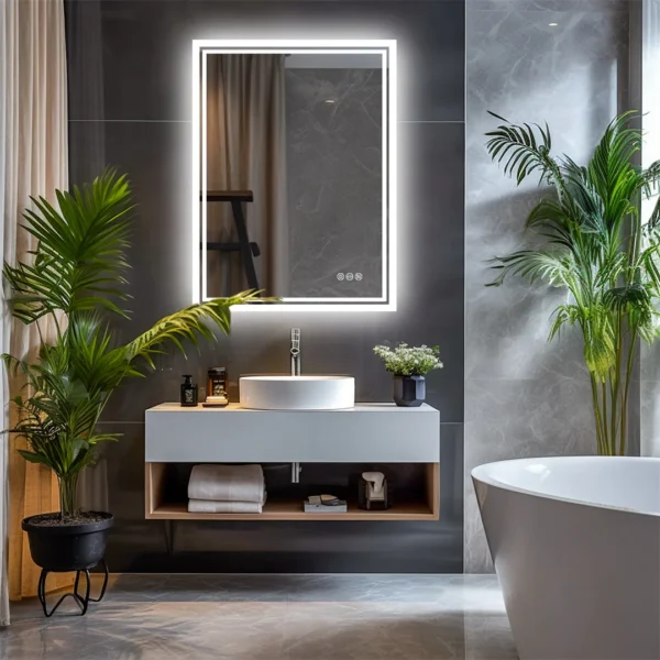 Miroir de salle de bain LED LUVODI rétro-éclairé avec anti-buée et intensité variable vue 2