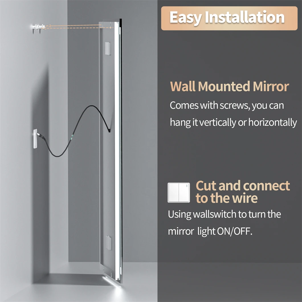 HOMirror - Miroir de courtoisie LED intelligent mural avec Bluetooth et antibuée image 6