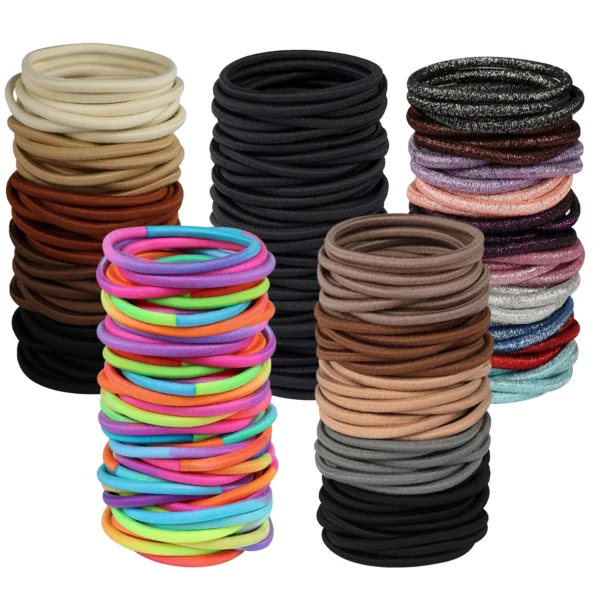 Lot d'élastiques à cheveux souples de 4 mm - Accessoire coiffure polyvalent