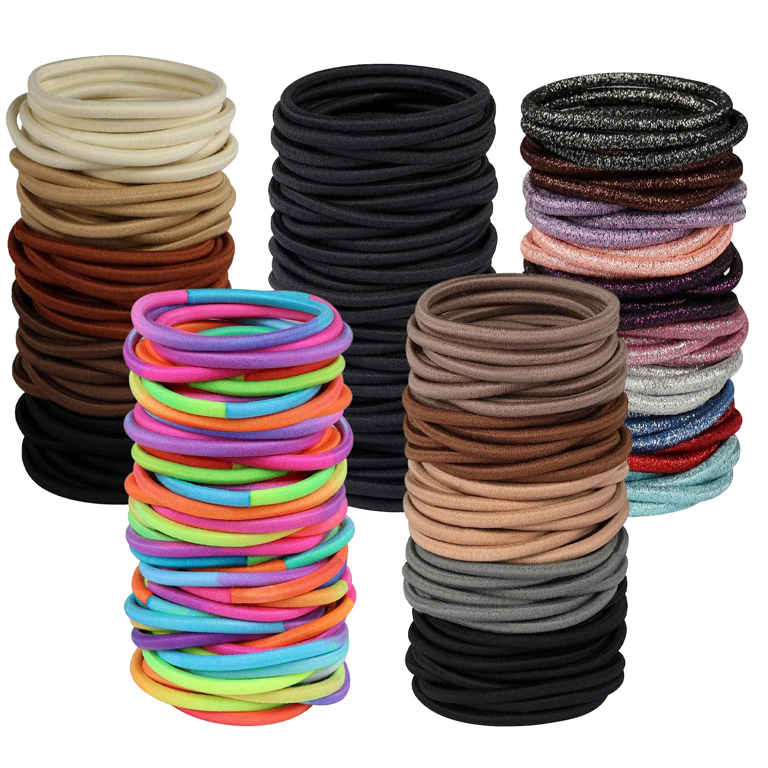 Lot d'élastiques à cheveux souples de 4 mm - Accessoire coiffure polyvalent