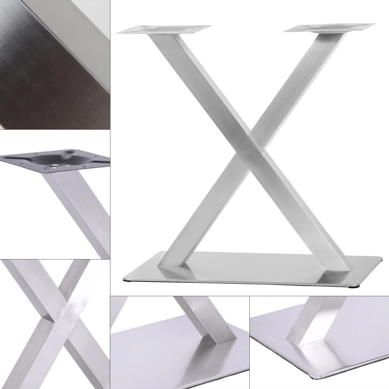 Pieds de table en acier inoxydable en forme de X pour café et gastronomie image 3