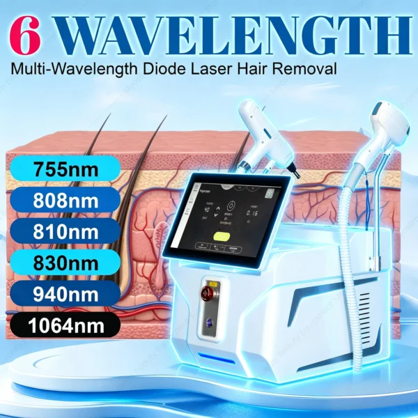 Appareil Professionnel 2 en 1 Épilation Laser Diode 6 Longueurs d'Onde et Détatouage Picoseconde