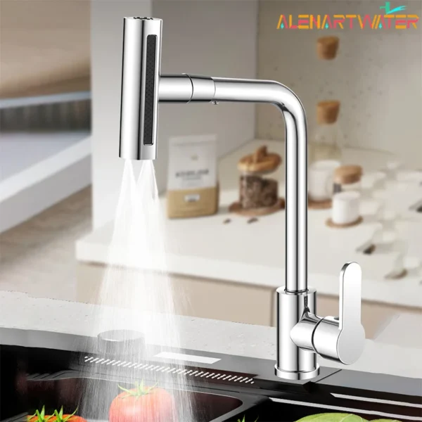 Robinet de cuisine cascade multifonction 4 modes avec rotation 360°