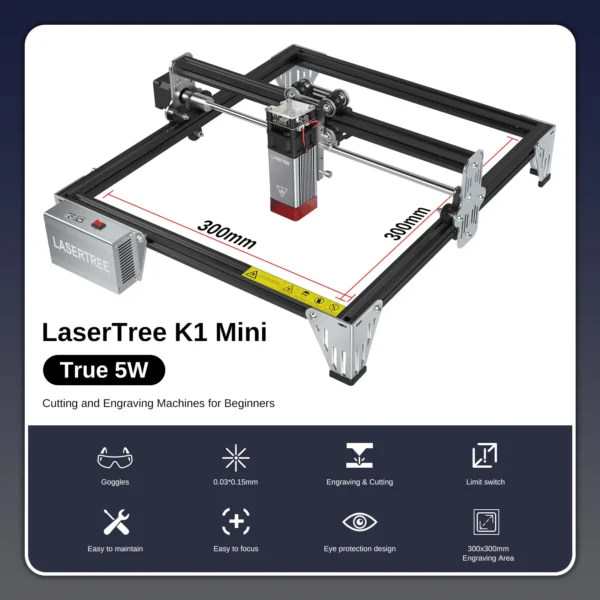 Machine de gravure et découpe laser miniature LASER TREE LT-K1 5W vue 2
