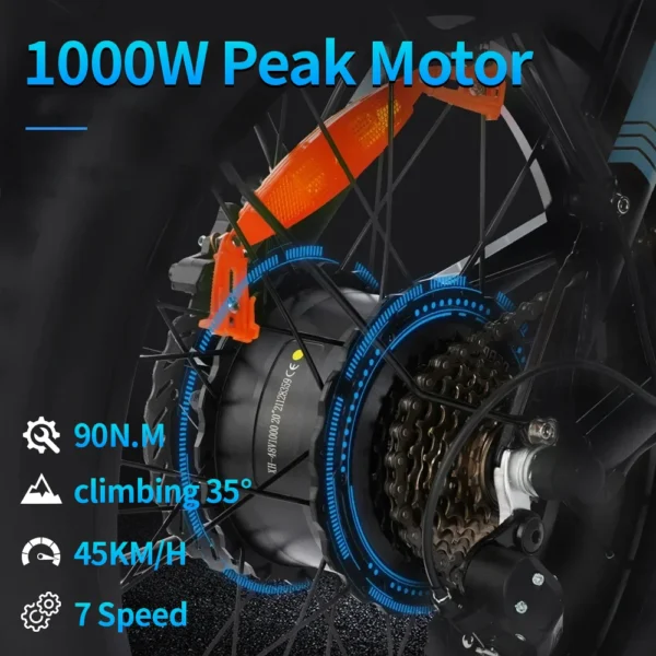 Vélo Électrique Pliable Tout-Terrain Ridstar H20 - Moteur 1000W et Batterie 48V 15Ah vue 2