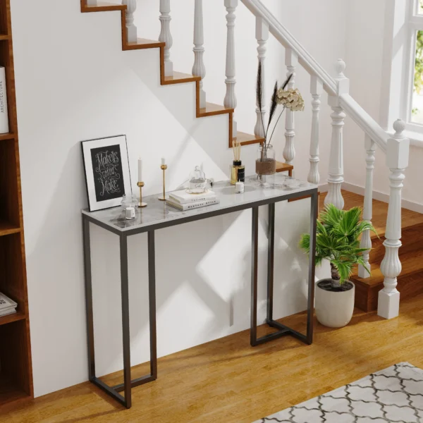 Table Console Moderne en Marbre avec Structure Métallique vue 2