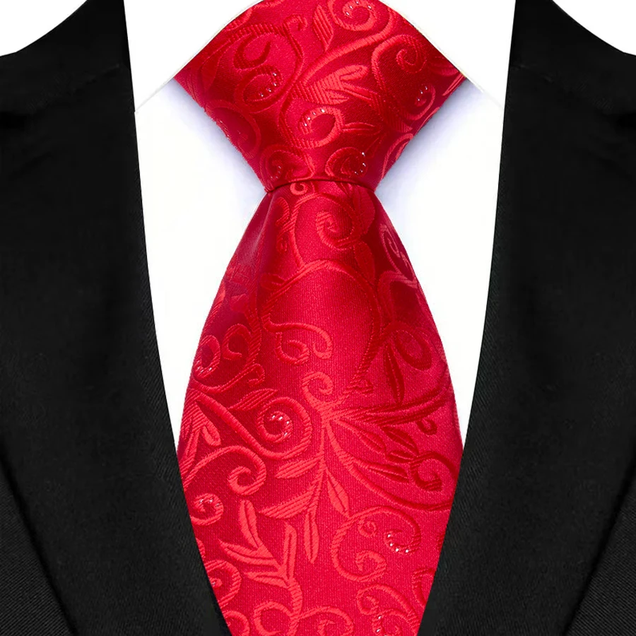 Cravate de mariage classique rouge - Rayures Jacquard et motif cachemire 8 cm image 4