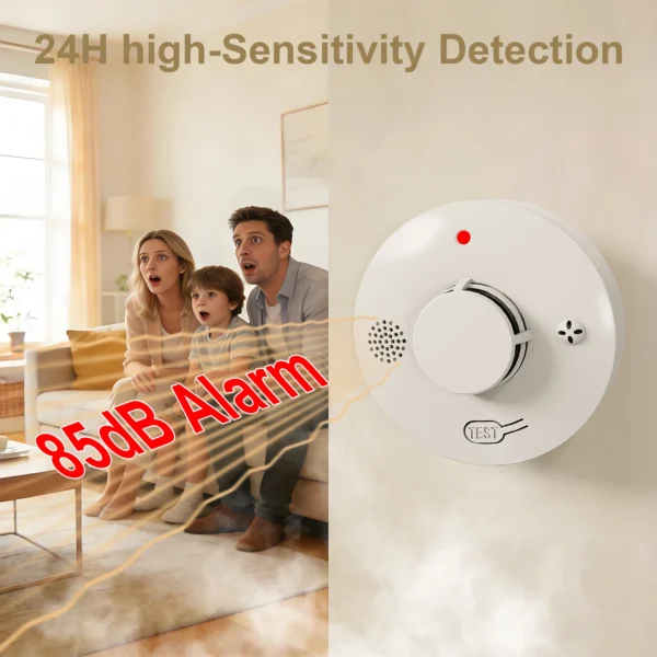 Détecteur de fumée et d'incendie autonome 3 V CC 85 dB avec signalisation visuelle vue 2