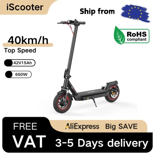 Trottinette Électrique Adulte Iscooter I10 - 650W - 40 km/h - Autonomie 45 km