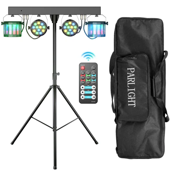 Datewink Projecteur Scénique LED RGBW 60W avec Support et Sac de Transport pour DJ et Fêtes