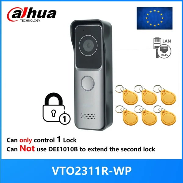 Sonnette Interphone Vidéo IP Villa Wi-Fi PoE Dahua VTO2311R-WP Multi-langue