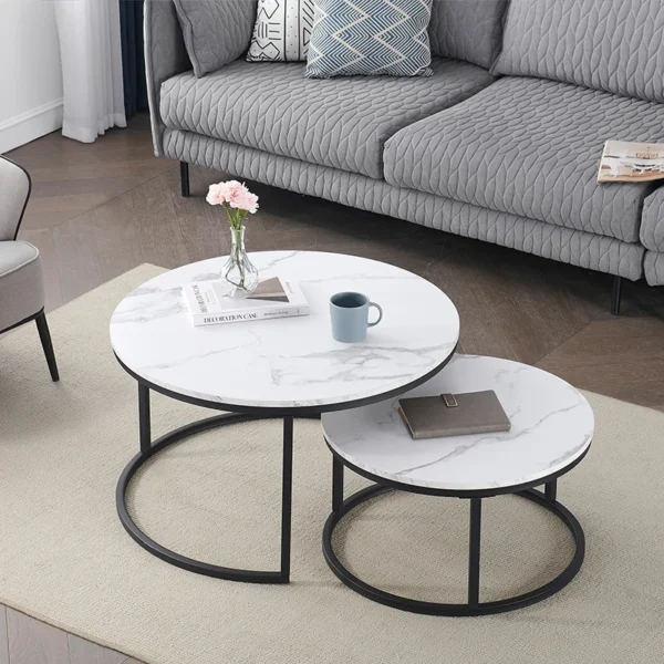 Ensemble de deux tables basses gigognes EGOONM effet marbre