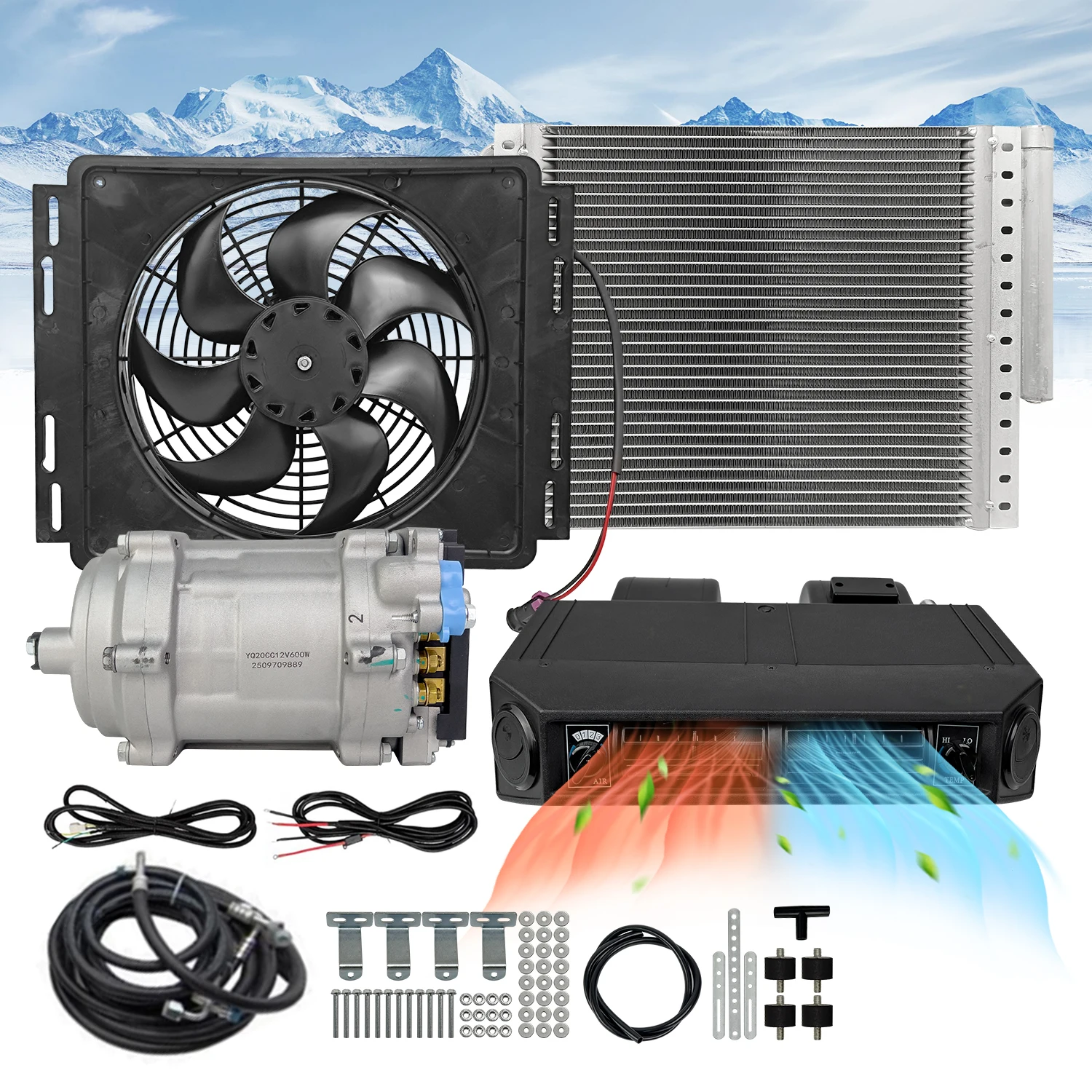 Climatiseur électrique Treeligo 12V pour véhicules, tracteurs et camions