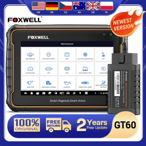 Outil de diagnostic automobile OBD2 complet FOXWELL GT60 avec tests actifs et services de réinitialisation