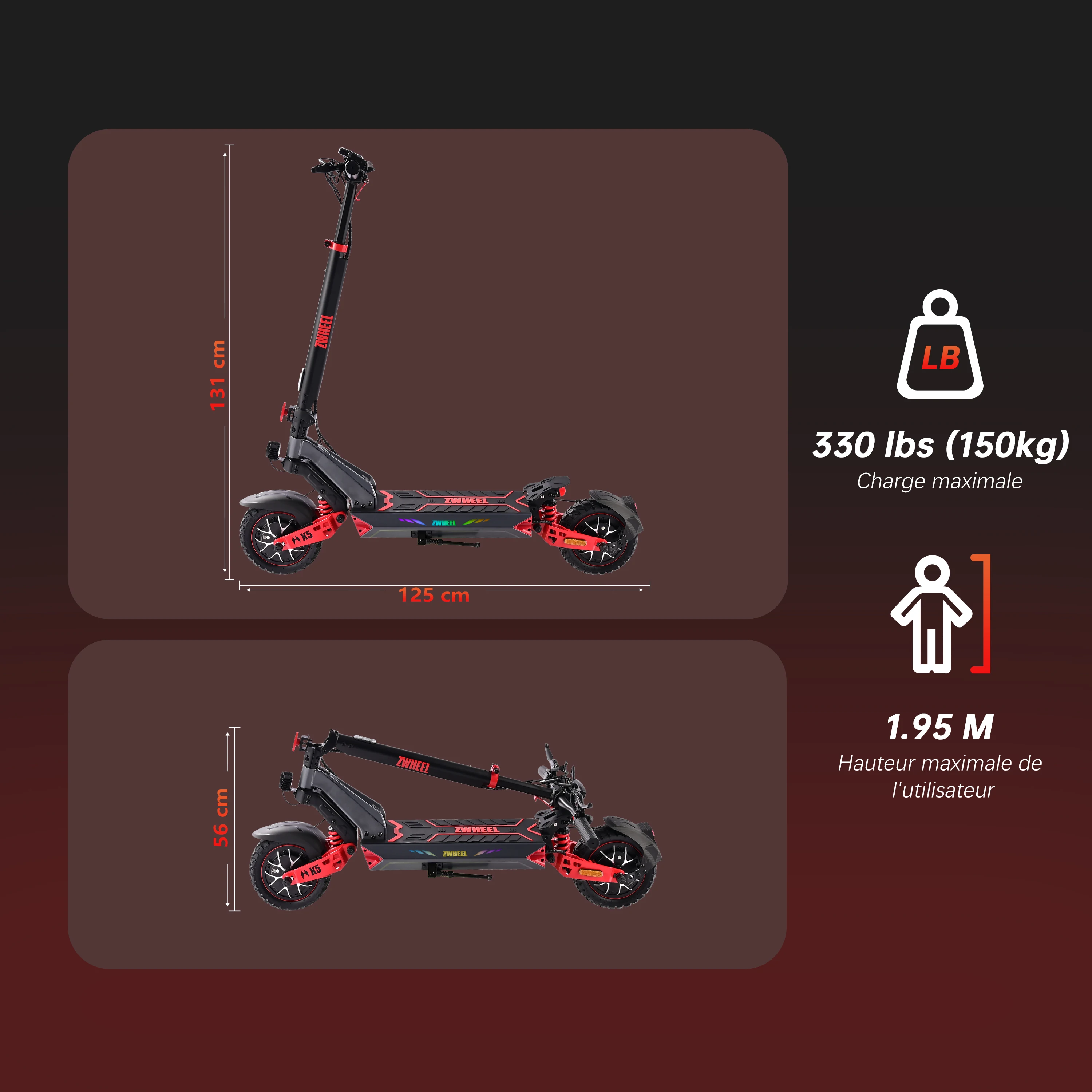 Trottinette Électrique Adulte ZWHEEL D3 X5 - Double Moteur 2400W & Autonomie 80 km image 8