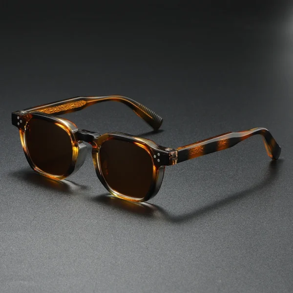 Lunettes de soleil polarisées unisexes à monture carrée métallique et rivets vue 2