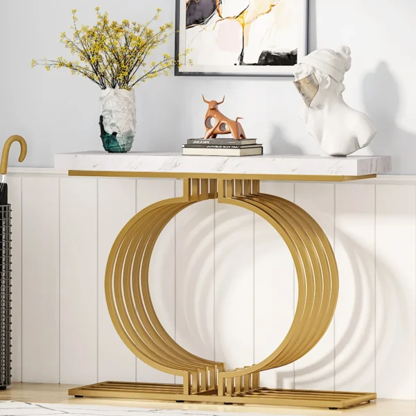 Tribesigns Table Console Moderne avec Base Dorée, 40 Pouces