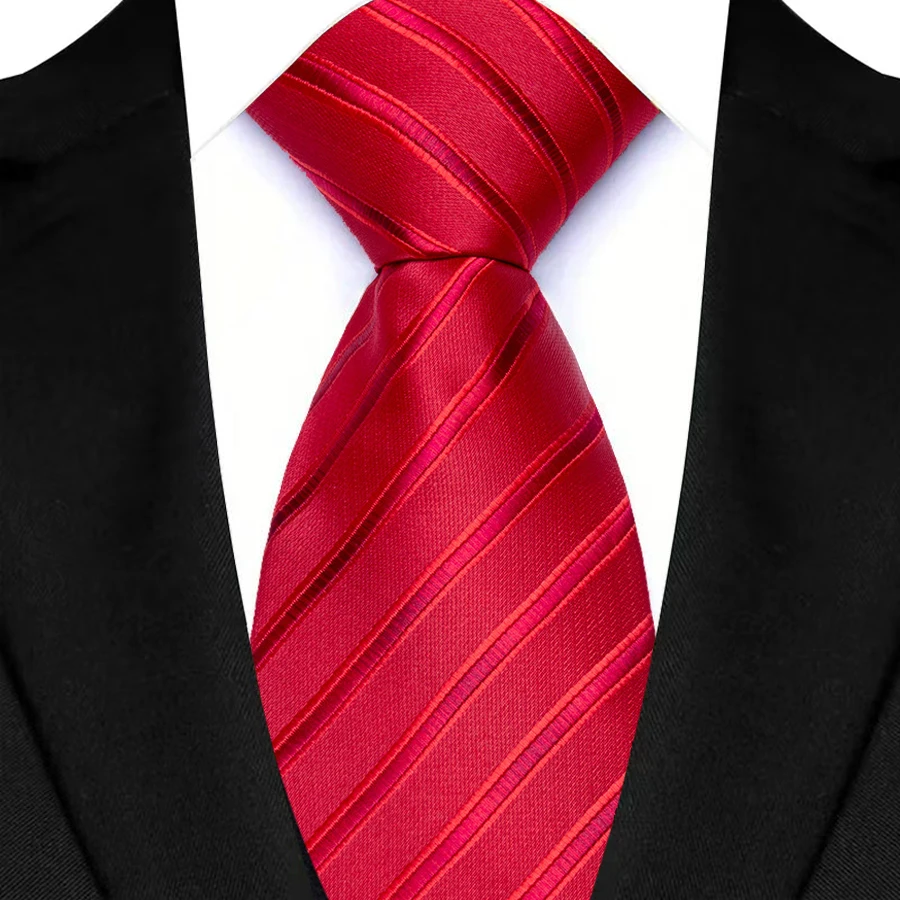 Cravate de mariage classique rouge - Rayures Jacquard et motif cachemire 8 cm image 5