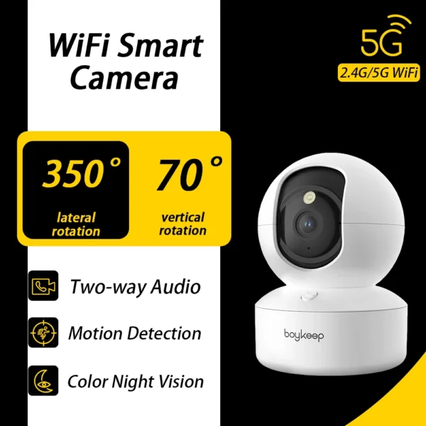 Caméra de Surveillance Intérieure Intelligente BoyKeep 3MP WiFi 5G/2.4GHz et Suivi Automatique