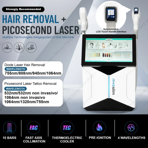 Appareil d'épilation laser professionnel Soprano 2-en-1 808nm Picoseconde et ND YAG vue 2
