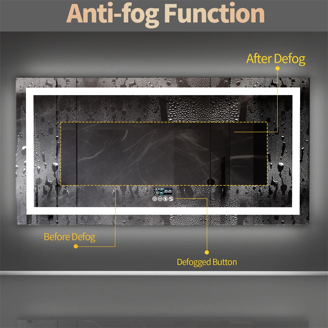 HOMirror - Miroir de courtoisie LED intelligent mural avec Bluetooth et antibuée image 3