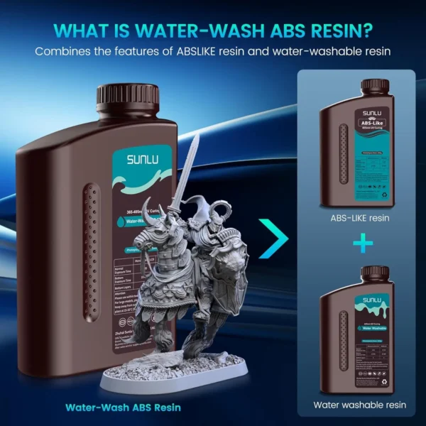 SUNLU Résine Photopolymère Lavable à l'Eau & ABS pour Imprimante 3D LCD/DLP/SLA vue 2