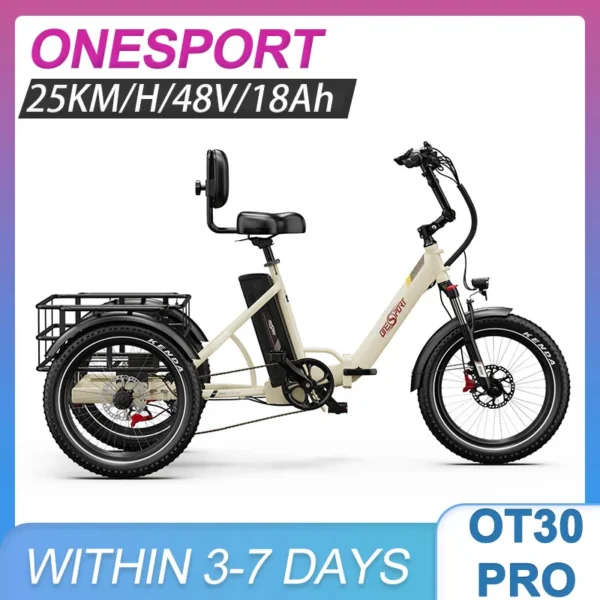 Tricycle Cargo Électrique Onesport OT30 Pro - Autonomie et Puissance