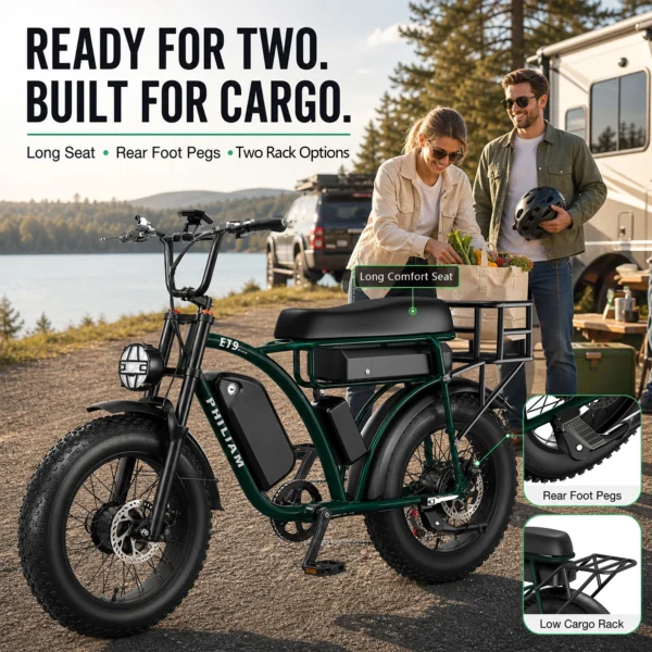 Vélo Électrique Tout-Terrain PHILIAM ET9 Double Moteur 3000W et Double Batterie 52V 50Ah