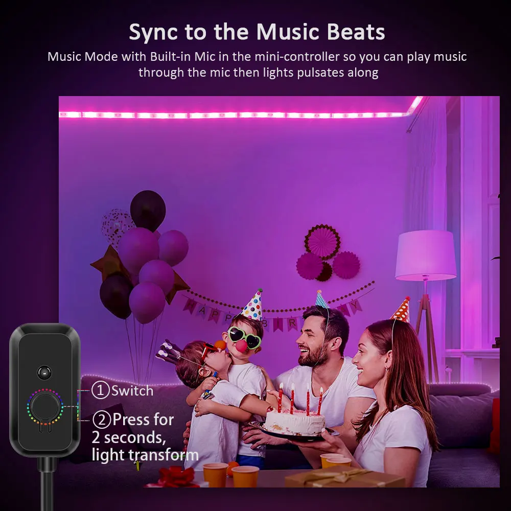 Bande Lumineuse LED Intelligente RGB avec Contrôle Application et Musique image 3