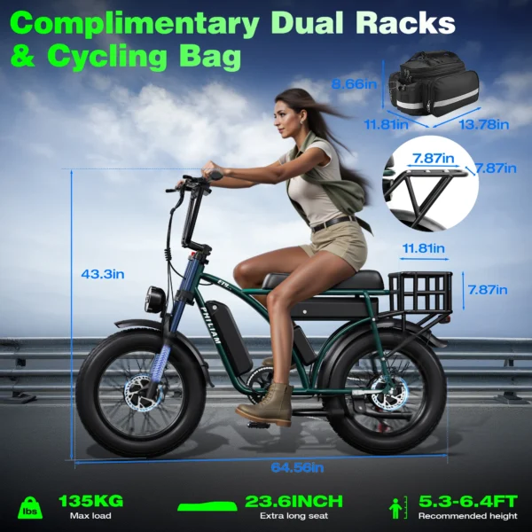 Vélo Électrique Tout-Terrain PHILIAM ET9 Double Moteur 3000W et Double Batterie 52V 50Ah vue 2