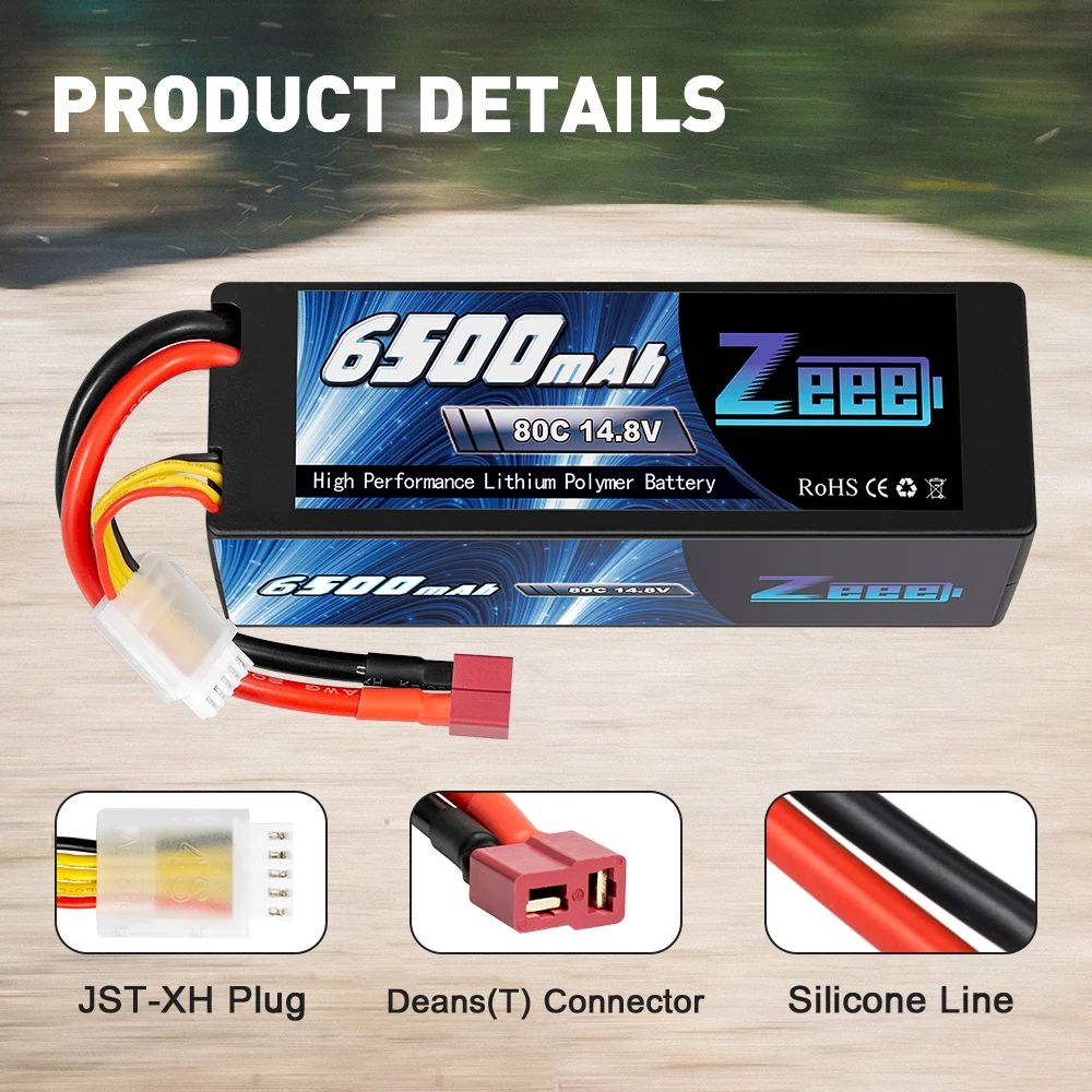 Batterie LiPo Zeee 4S 6500mAh 14.8V 80C Hardcase avec Prise Deans vue 2