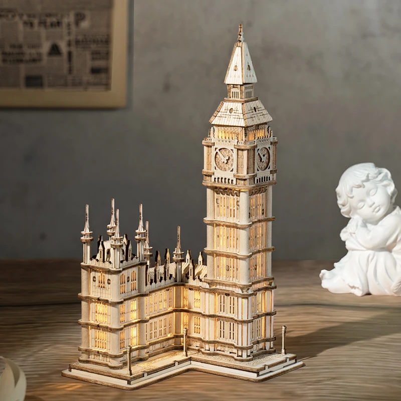 Jeu de Puzzle 3D en Bois - Monuments Célèbres avec Éclairage LED image 3