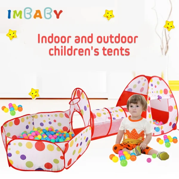 Aire de Jeux 3 en 1 IMBABY avec Tente, Tunnel et Piscine à Balles Pliable vue 2