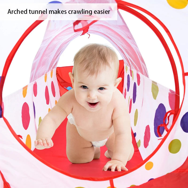 Aire de Jeux 3 en 1 IMBABY avec Tente, Tunnel et Piscine à Balles Pliable image 4