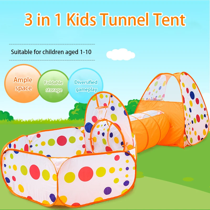 Aire de Jeux 3 en 1 IMBABY avec Tente, Tunnel et Piscine à Balles Pliable image 3