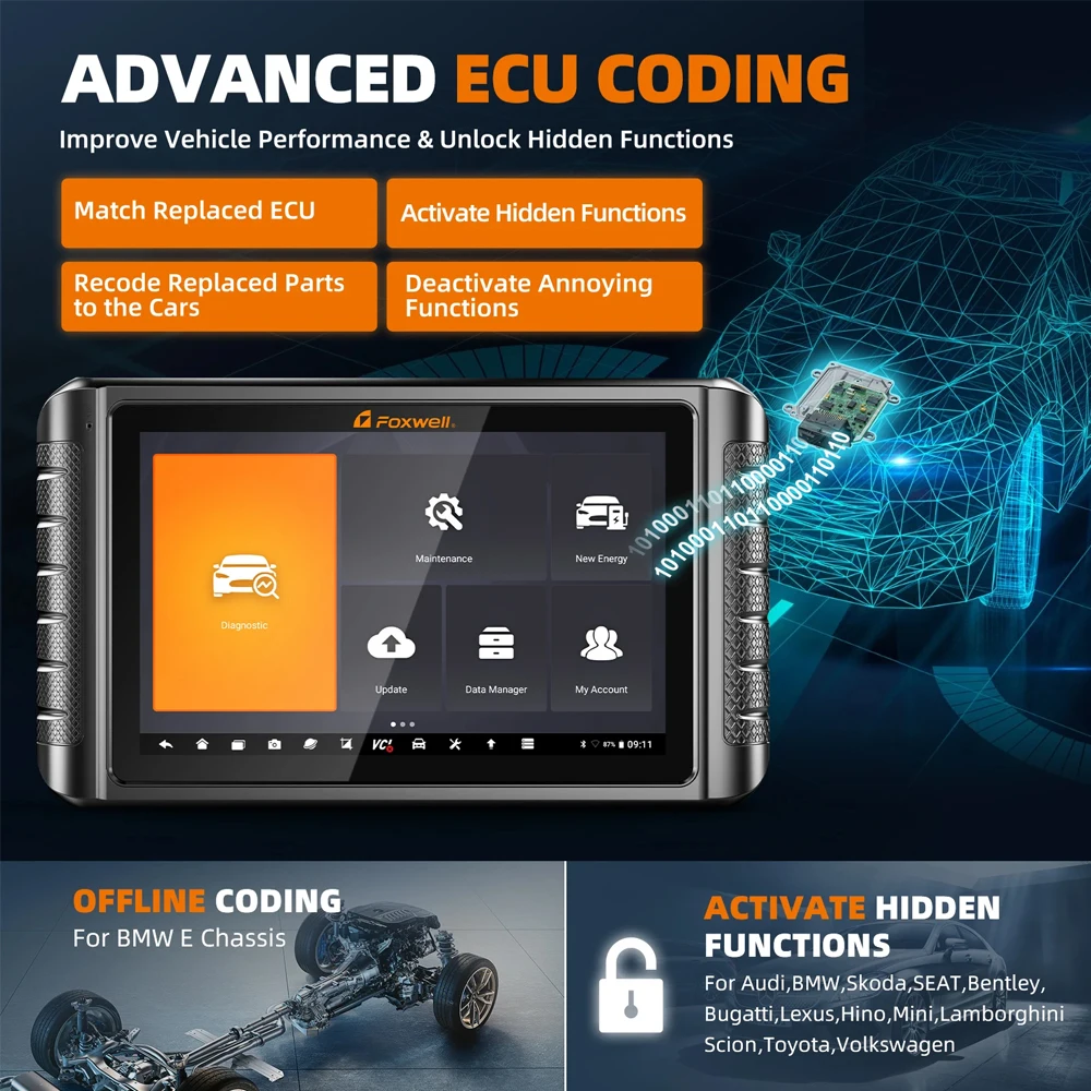 Scanner de diagnostic automobile FOXWELL OBD2 - Tablette 10,1 Pouces avec Codage ECU et Contrôle Bidirectionnel image 5