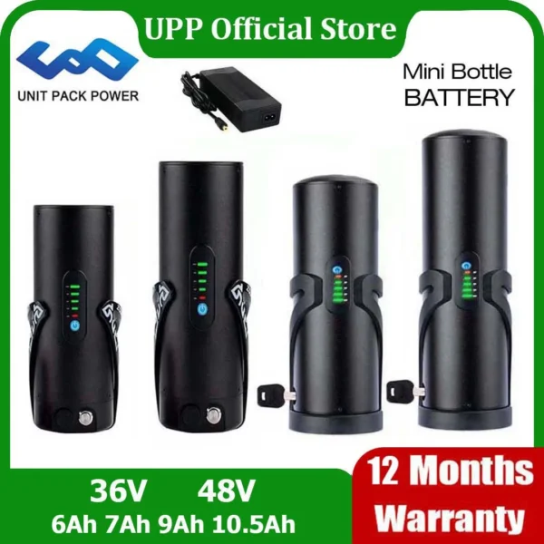 Batterie Lithium pour Vélo Électrique Mini Bouteille 36V 48V