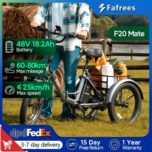 Tricycle Électrique Pliable Fafrees F20 Mate - Vélo Cargo 250W