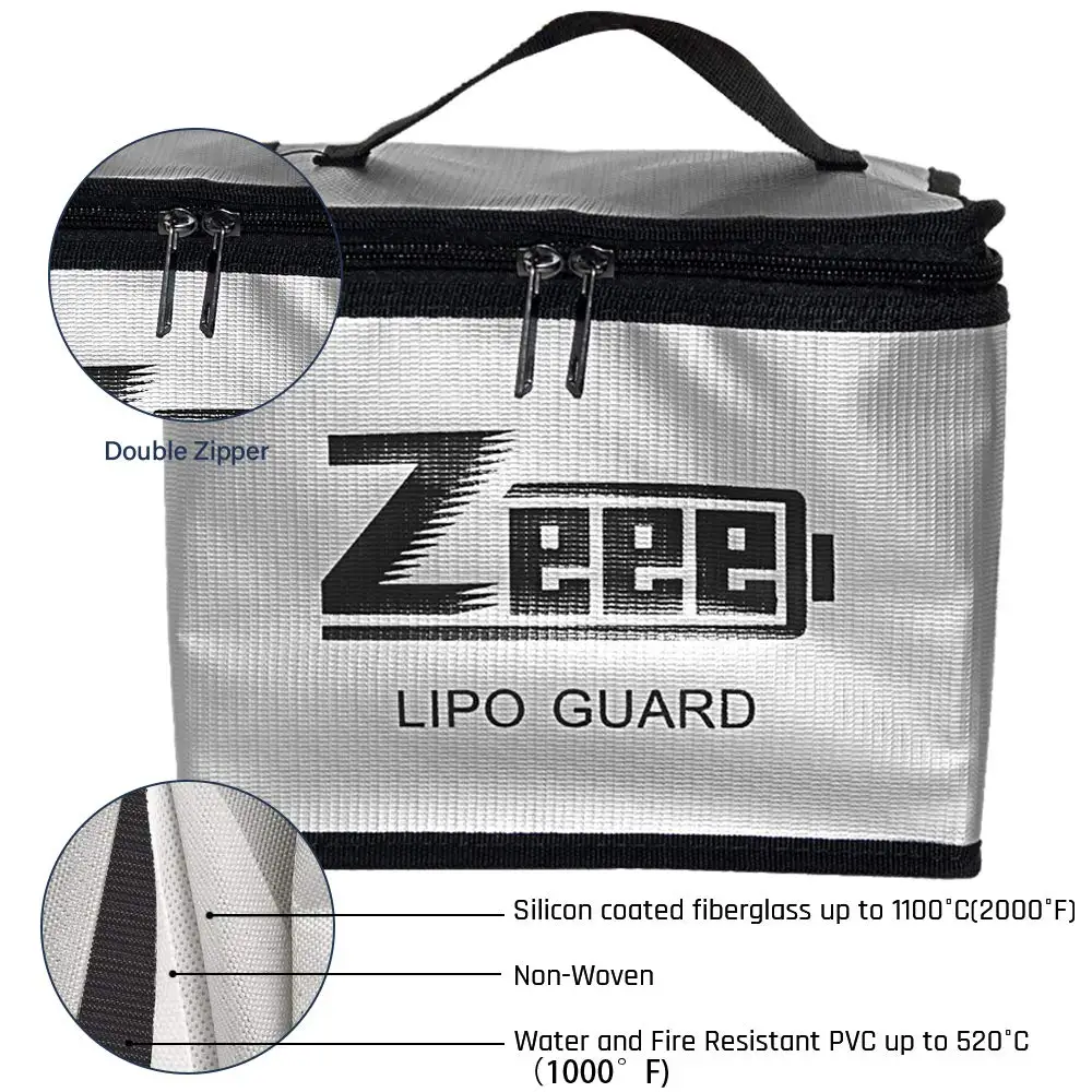 Sac de Sécurité Ignifuge pour Batteries Lipo Zeee 215x145x165mm image 5