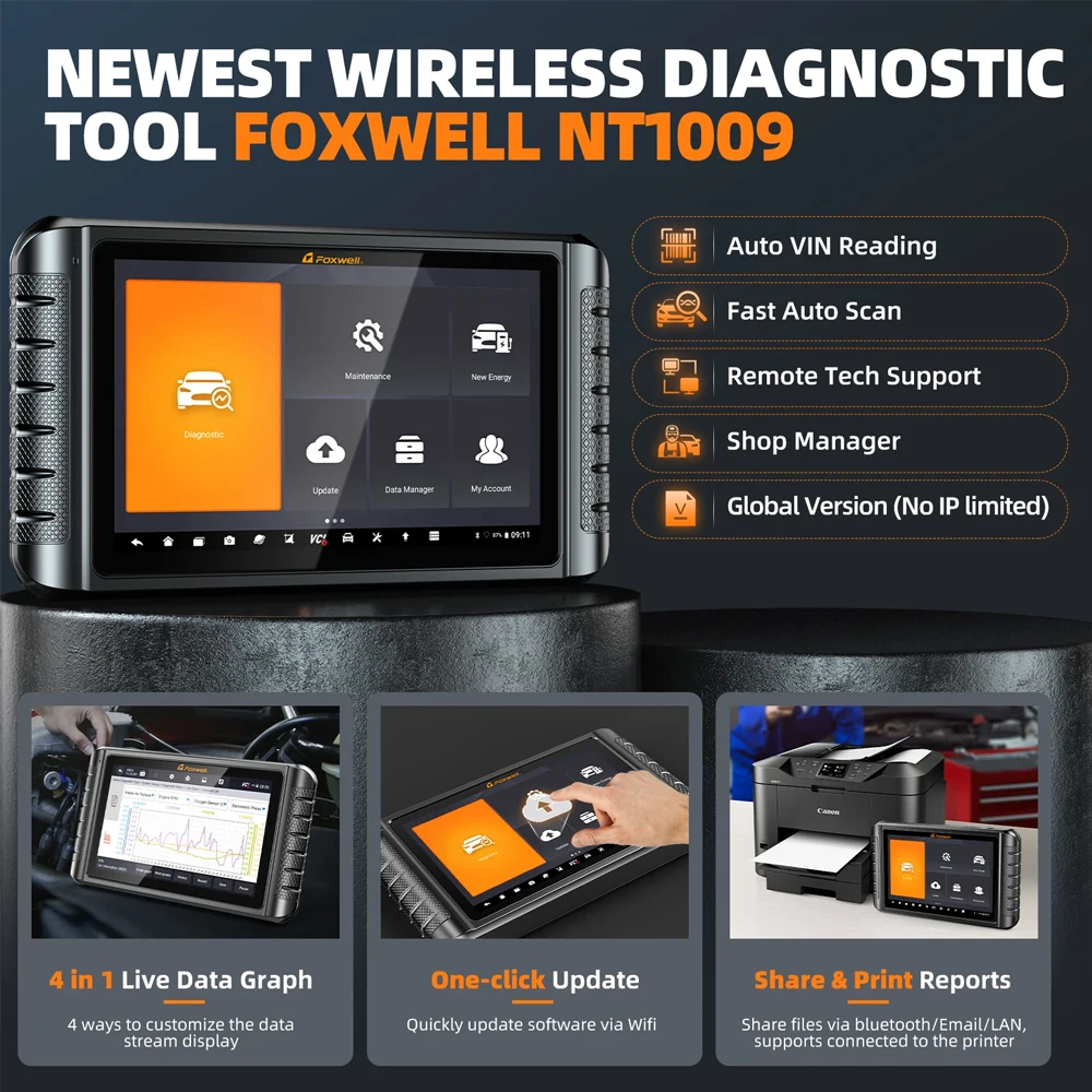 Scanner de diagnostic automobile FOXWELL OBD2 - Tablette 10,1 Pouces avec Codage ECU et Contrôle Bidirectionnel vue 2