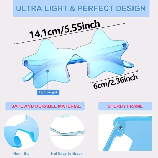 Lunettes de soleil festives effet étoiles transparentes couleur bonbon vue 2