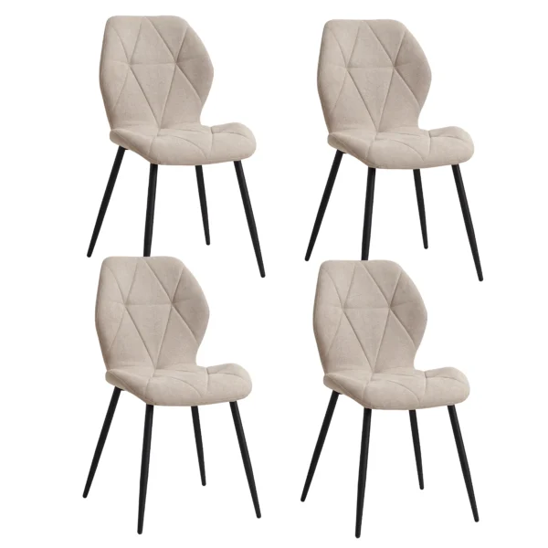 EGOONM – Ensemble de chaises de salle à manger rembourrées en tissu de lin et pieds en métal