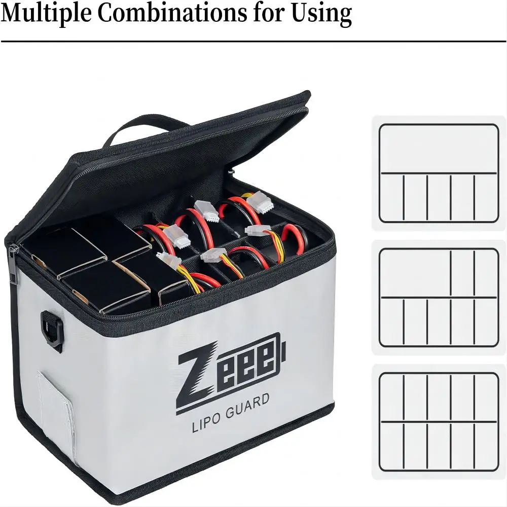 Sac de Sécurité Ignifuge Zeee pour 10 Cellules de Batterie Lipo - Grande Capacité et Protection Avancée image 5