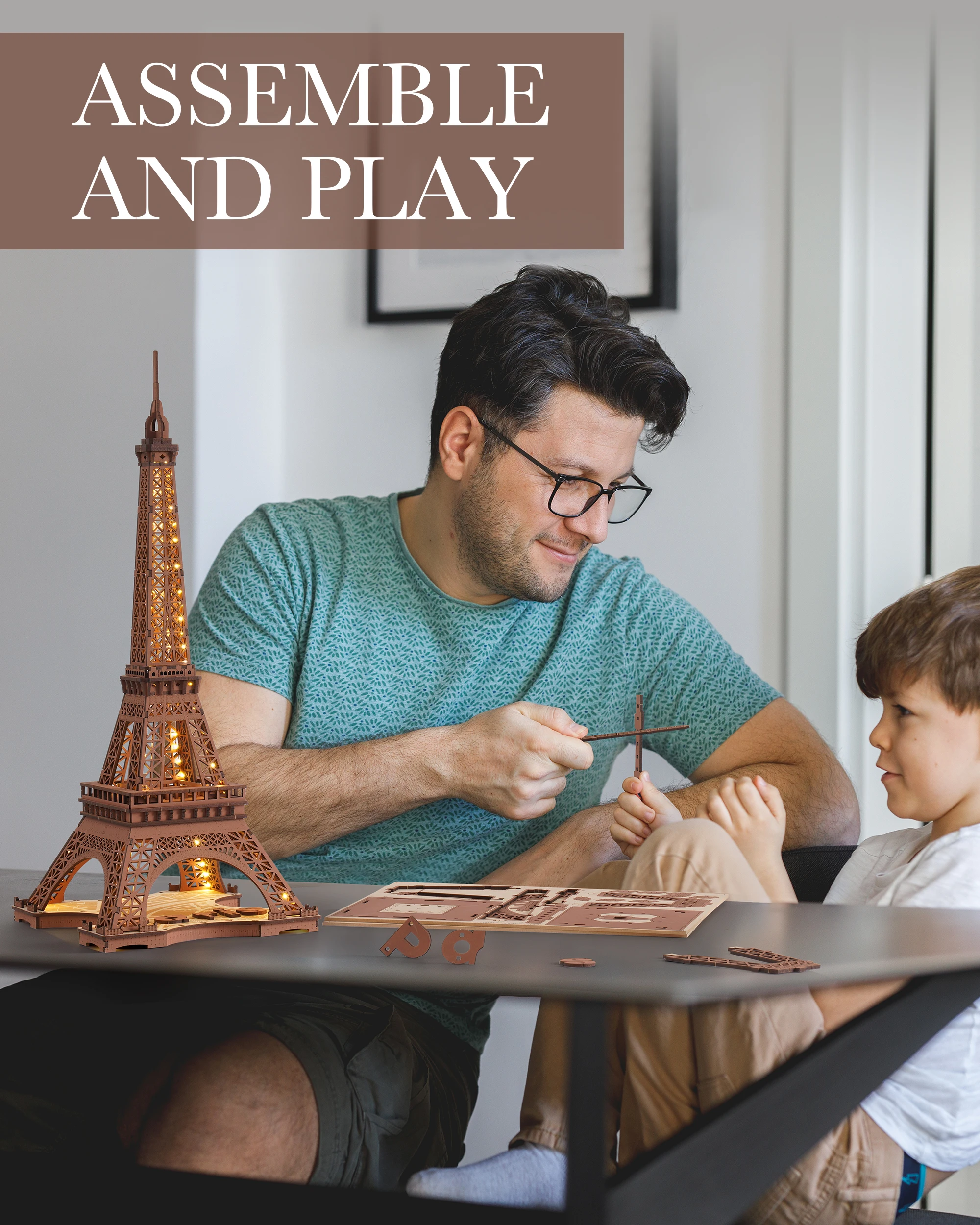 Robotime Puzzle 3D en Bois - Nuit de la Tour Eiffel 1:638 avec Éclairage image 7