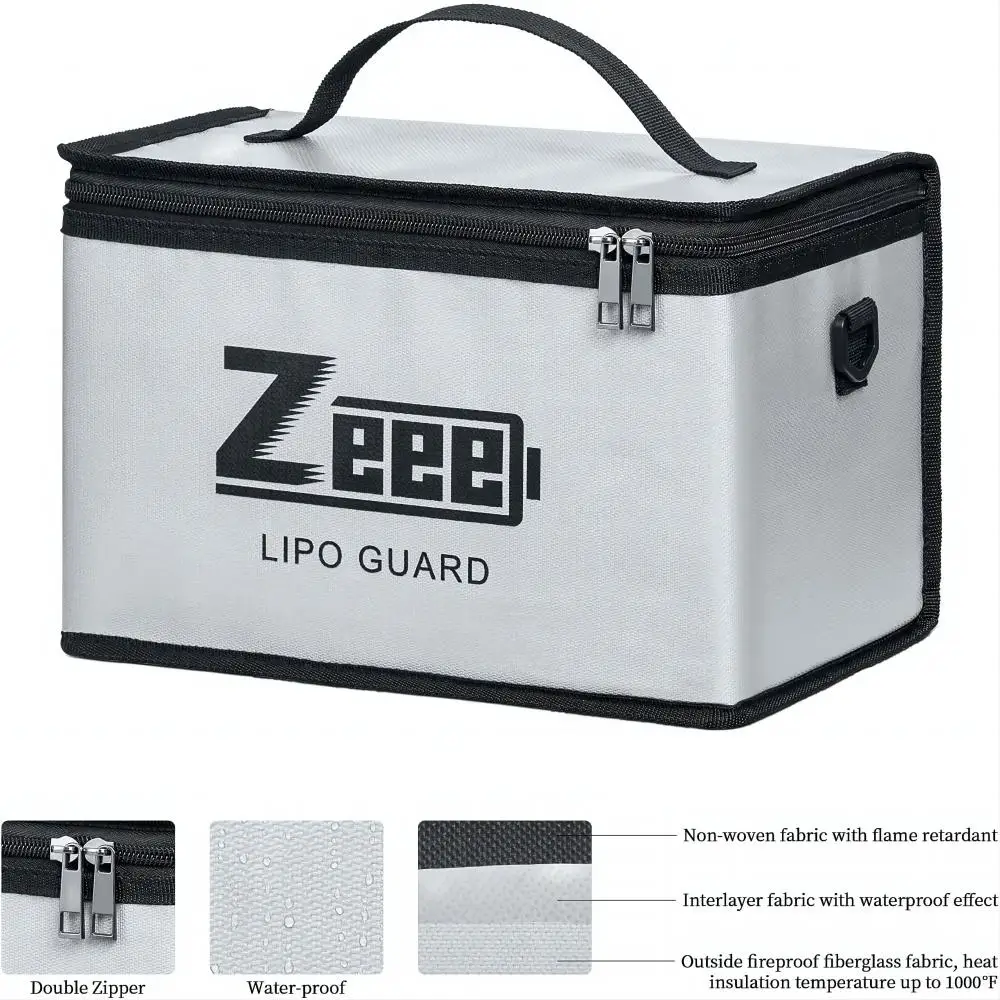 Sac de Sécurité Ignifuge Zeee pour 10 Cellules de Batterie Lipo - Grande Capacité et Protection Avancée image 4