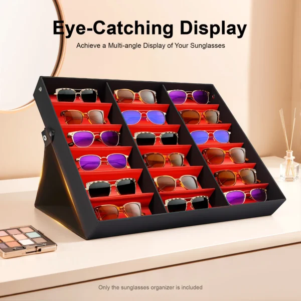 Boîte de Rangement 18 Emplacements pour Bijoux, Montres et Lunettes de Soleil vue 2