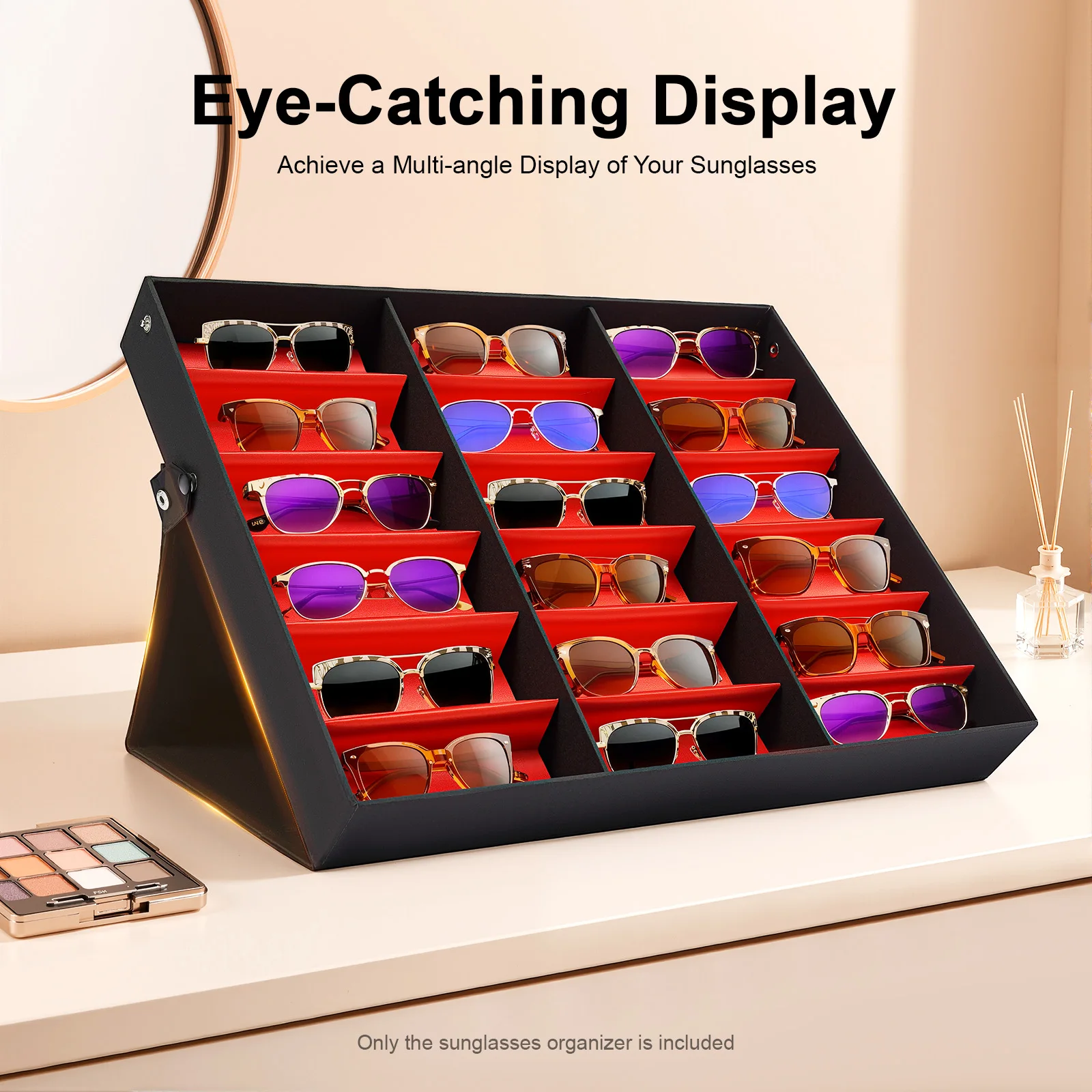 Boîte de Rangement 18 Emplacements pour Bijoux, Montres et Lunettes de Soleil vue 2