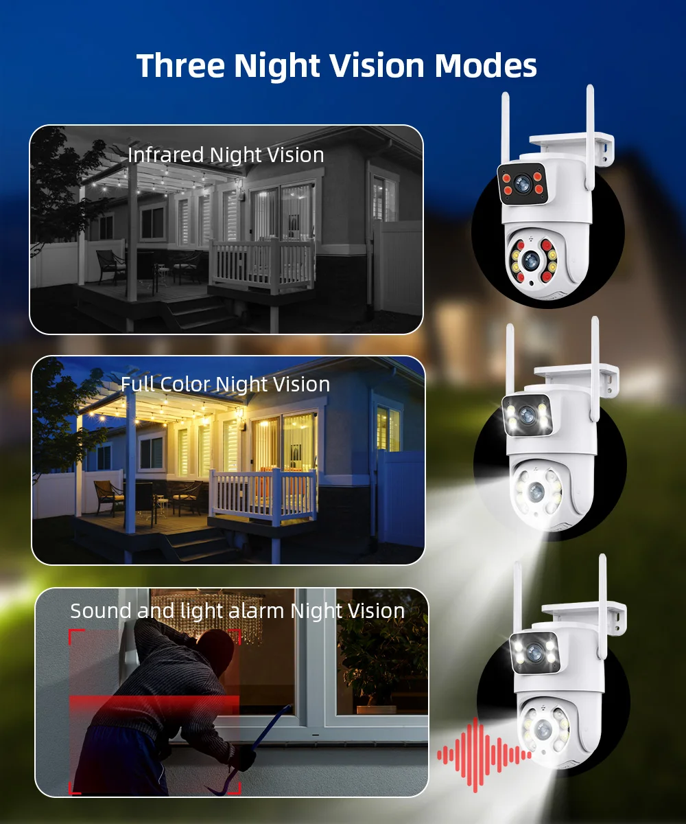 Hiseeu Caméra de Surveillance IP PTZ WiFi 4K 8MP à Double Objectif et Zoom 4X image 5