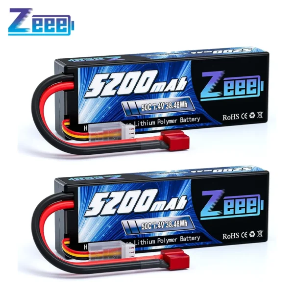 Batterie Lipo Zeee 5200mAh 7.4V 50C 2S pour Véhicules et Modèles Réduits RC