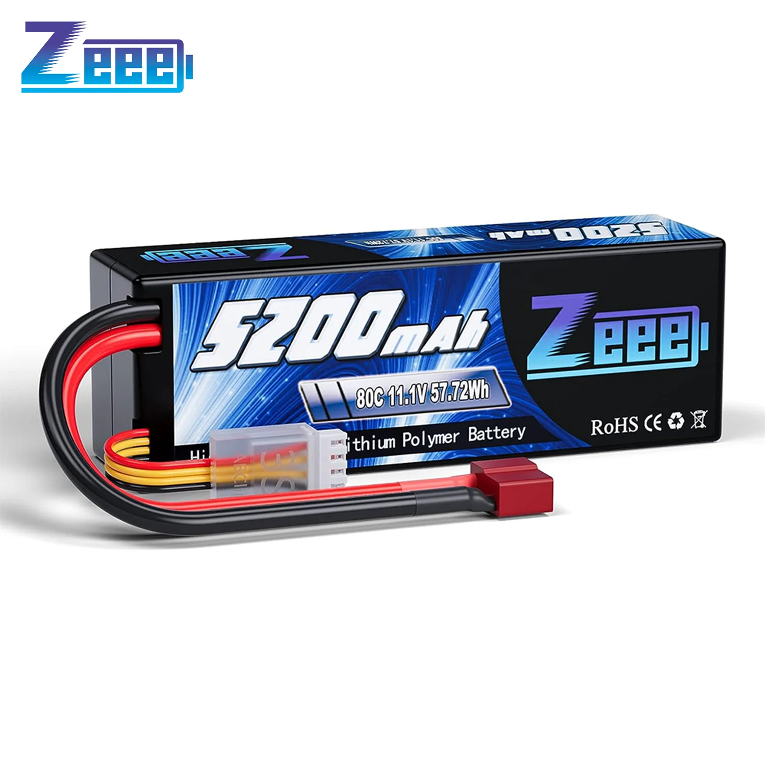 Batterie Lipo 3S 11.1V 5200mAh 80C avec Boîtier Rigide et Prise Deans Zeee